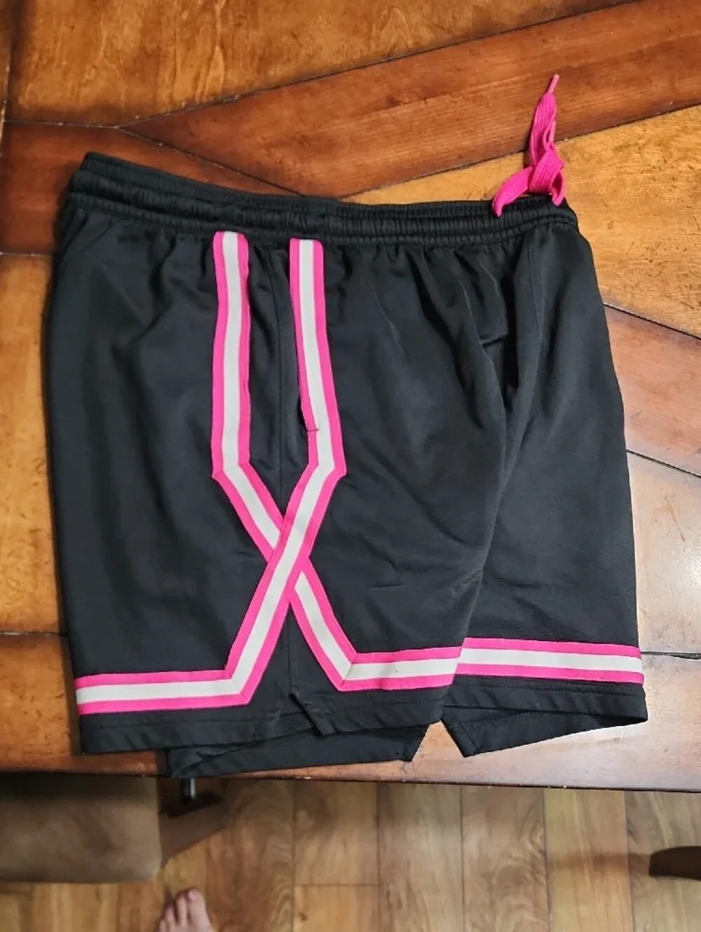 L Nike Women’s Black Athletic Shorts with Pink Trim